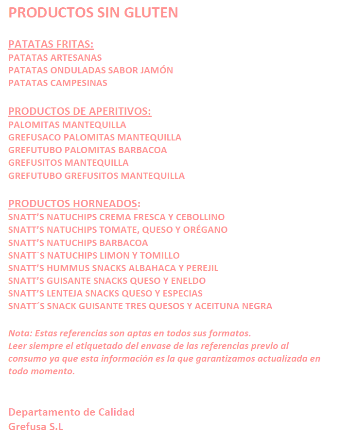 Listado productos Grefusa